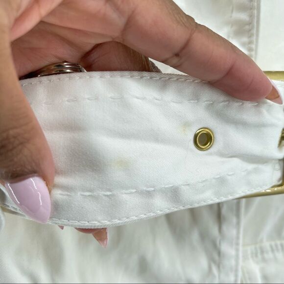 XOXO Women’s White Belted Lapel Casual Trench Coat Lightweight Jacket Small - Picture 7 of 17